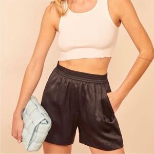 Reformation Black Silk Shorts